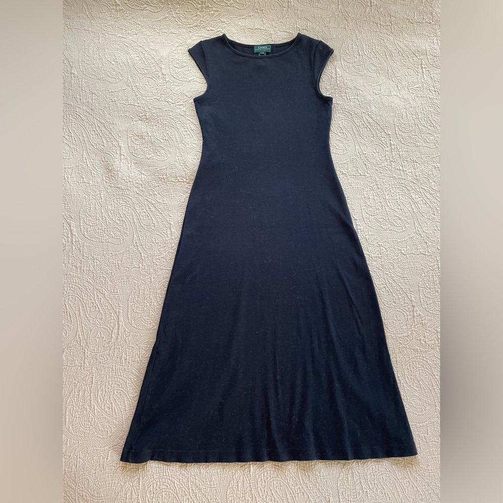 Vintage Lauren Ralph Lauren cotton jersey dress, black, size Medium petite